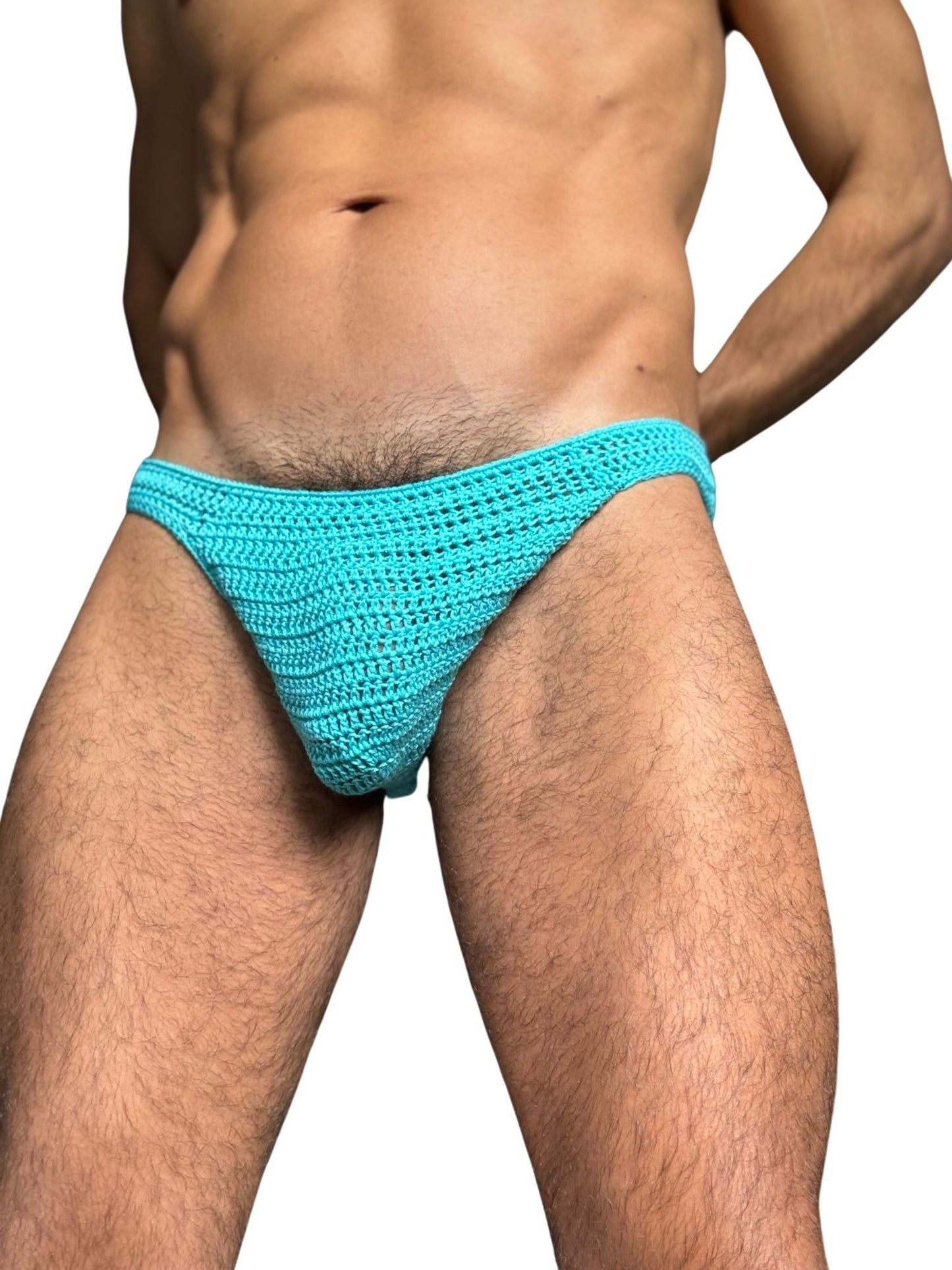 Crochet men's briefs swim underwear, handmade beachwear for men.